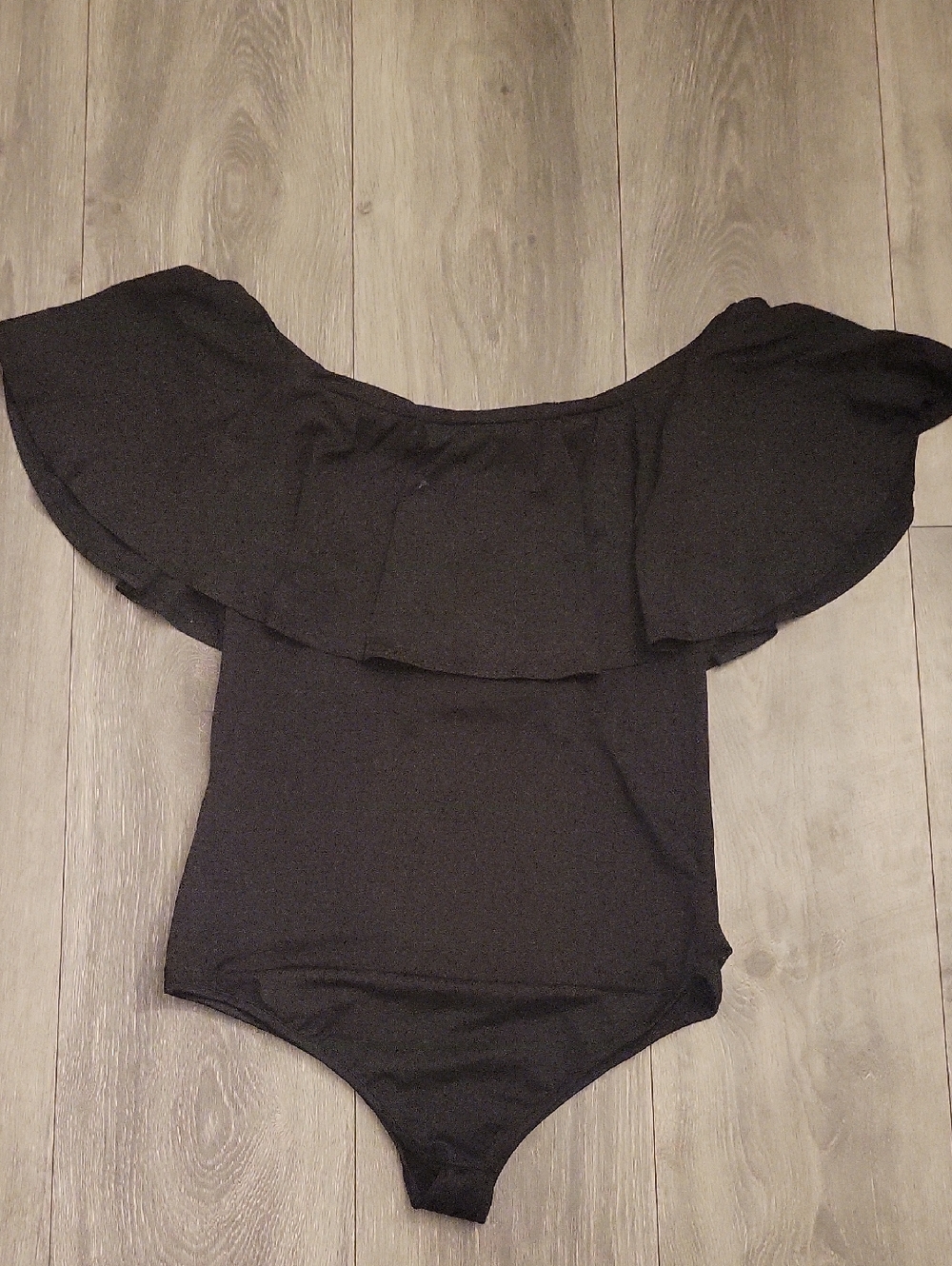 Girls Off-Shoulder Ruffle One-Piece Swimsuit - Black